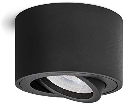 linovum SMOL LED Aufbauspot matt schwarz - flach & schwenkbar - Deckenspot inkl. wechselbarem LED Modul 5W neutralweiß 230V