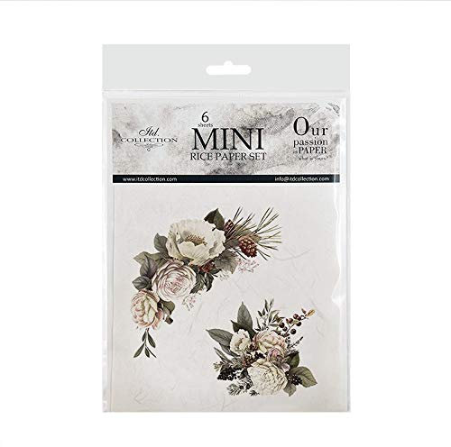 ITD Collection - Mini Reispapier Kreatives Set 14,8 x 14,8 cm (6 Blätter), Decoupage Reispapiere für Basteln, Papier zum Dekoration, Mehrfarbig (RSM027), Nostalgia