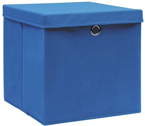 vidaXL 10x Aufbewahrungsbox mit Deckeln Zusammenklappbar Spielkiste Regalkorb Faltkiste Korb Kinderbox Box Kiste Faltbox 28x28x28cm Blau