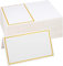 Cartes de Place, Carte de Noms Cartons de Placement Blanches Cartes Chevalet Porte-Nom avec Bordure Dorée pour Fête Banquet Mariage Festival Décoration 8.5 x 5 cm 100 Pieces
