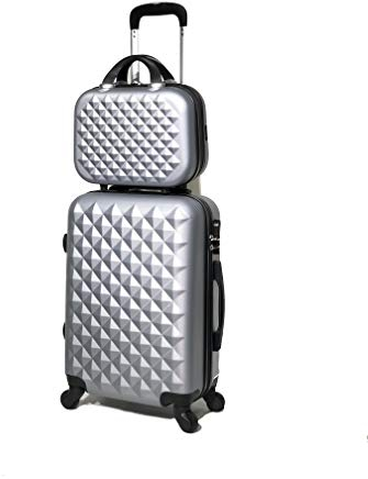 CELIMS - ABS Koffer Größe Kabine und Kosmetikkoffer, Silber (5802), S