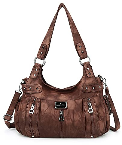 Angelkiss Große Geldbörsen und Handtaschen für Damen, gewaschenes Kunstleder, Umhängetasche, Hobo-Umhängetasche, Handtasche