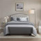 Gnomvaie Parure de lit de luxe en satin de polyester 220 x 240 cm, 3 pièces, gris lisse, brillant, soyeux, agréable, en satin de polyester, avec taie d'oreiller 80 x 80 cm