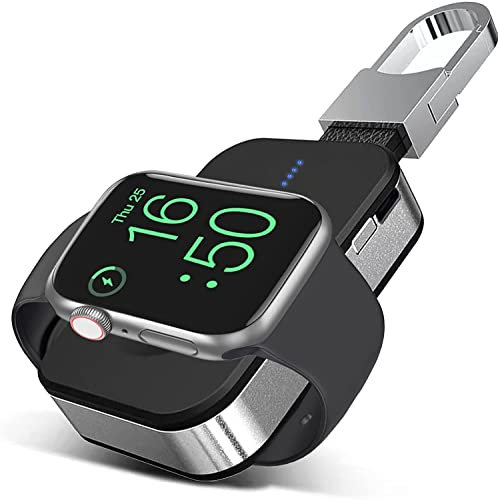 Caricatore senza fili portatile per Apple Watch 9/8/7/6/5/4/3/2/1/SE, portachiavi magnetico 1000 mAh, caricatore orologio con 4 indicatori LED compatibili con tutte le serie Apple iWatch