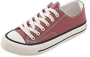 DEBAIJIA Damen Segeltuchschuhe Sneaker Laufschuhe Turnschuhe Sportschuhe rutschfeste Straßenlaufschuhe Freizeitschuhe Klassisch EU 35 A-Dunkel Rosa
