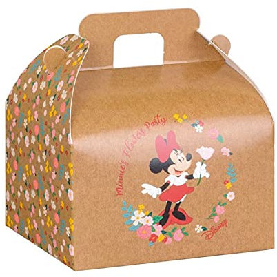 Ingrosso e Risparmio 10 x Scatole Avana con Manico Porta Confetti, Porta Dolci o salati, per bomboniere con Minnie e Fiori, allestimenti Compleanno Disney Bimba (Medio - Senza Confetti)