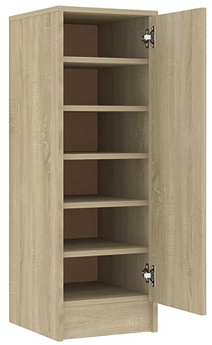 vidaXL Schuhschrank mit 6 Fächern Schuhregal Schuhablage Schrank Regal Schuhaufbewahrung Kommode Schuhständer Sonoma-Eiche 32x35x92cm Holzwerkstoff