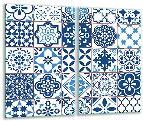 TMK ArtDeko – Placa Protectora Vitrocerámica 2 Piezas 30x52 cm – Cubre Placa de Inducción de Cristal Templado 4 mm – Tabla de Cocina de Vidrio Multifuncional y Protector Antisalpicaduras