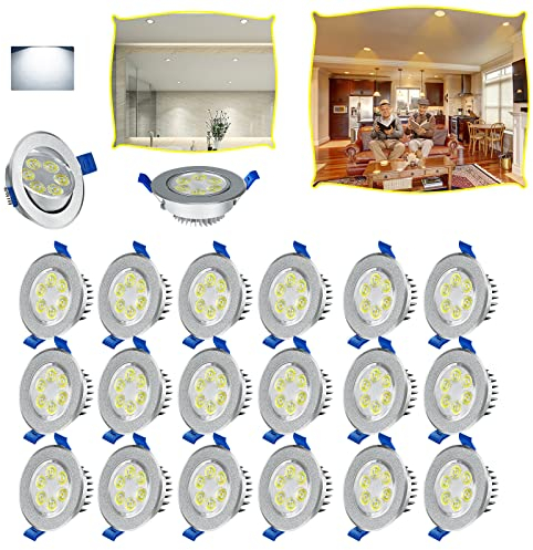 LARS360 LED Deckenspot 3W LED Einbaustrahler Set Einbauspot Spotlight 20 Stück Aluminium Deckenstrahler für Bad Küche Wohnzimmer und Zimmer, Kaltweiß