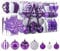 SHareconn 106pcs Christmas Balls Ornaments Set, Shatterproof Plastic Decorative Baubles for Xmas Tree Decor Holiday Wedding Party Decoration with Hooks Included, Purple & White