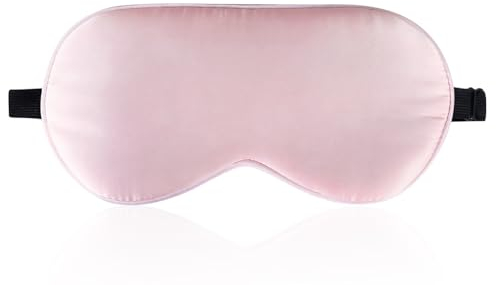 LaCourse 100% Schlafmaske Seide Bio zum Schlafen mit Reisetasche. Beide Seiten aus 19 Momme Seide, Verstellbare Augenmaske Schlafmaske Seide für Frauen, Rosa