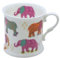 ROCK THE HOME Colourful Elephants Small Tankard Mug – White Fine English Bone China Cup, Made and Hand Decorated in England, Dishwasher Microwave Safe, for Coffee Tea Latte Americano, 8 oz (236 ml)