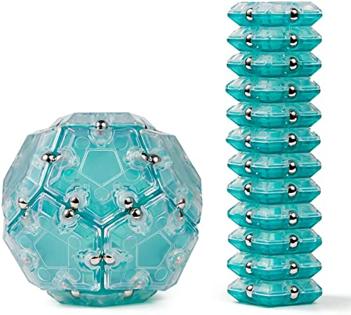 YDMINI Fidget Spinner,12 Stück Magnetische Bausteine Set Zappelspielzeug Magnetfliesen Baustein Anti Stress Spielzeug für Teenager Erwachsene Mann Frau Intelligenzentwicklung (grau)