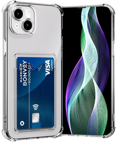 AKABEILA Case for iPhone 14 Clear Slim Phone Case Soft TPU Wallet Case Bag Cover with Card Slot Holder Shockproof 6.1 Inch