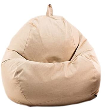 Highdi Bean Bag No Filler, Gaming Beanbag Chair Cover for Adult Kids Without Filling Highback Comfortable Solid Color Lazy Sofa Beanbag Soft Toy Storage Bean Bag Seat (Beige,70x80cm)