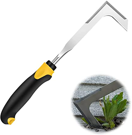 Taozoey Fugenkratzer, Unkrautstecher, Unkrautmesser, Unkrautkratzer aus Edelstahl, Unkrautstecher mit Stiel, Hand Unkrautstecher zum Entfernen von Unkraut und Moos, Gartengeräte, Gartenwerkzeug (A)