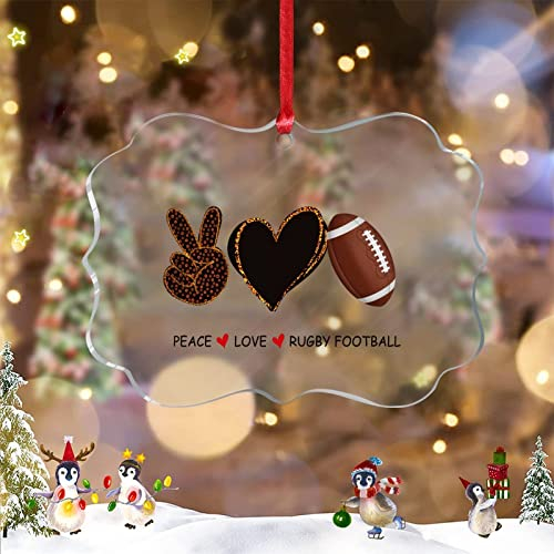 Rugby Football Personalisierte Weihnachtsschmuck 2022 Frieden Liebe Rugby Fußball Ornamente für Weihnachtsbäume Sport Ball Acryl Weihnachtsschmuck Andenken Geschenke für Jahrestag Urlaub Anhänger