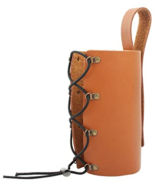 TentHome Flaschenhalter Fahrrad Leder PU Getränkehalter Retro Kaffeekäfig Wasserflasche Universal Becherhalter für Fahrradlenker Cruiser Mountainbike Rennrad Motorrad Roller Rollstuhl Orange