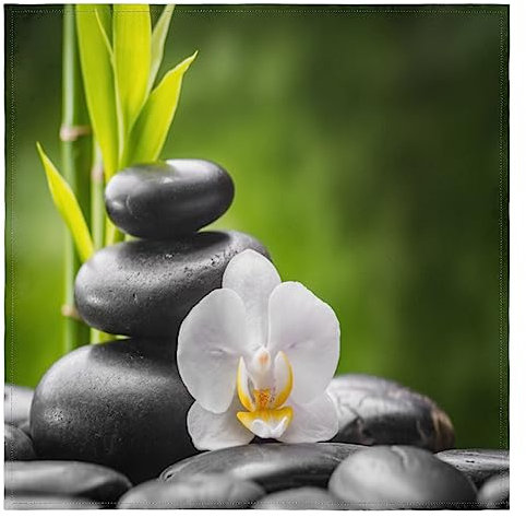 Zen Orchidee Bambus-Stoffservietten, Set mit 4 japanischen Zen, wiederverwendbar, waschbar, für Küche, Esstisch, Servietten für Zuhause, Abendessen, Hochzeit, Bankett, Party, 50,8 x 50,8 cm