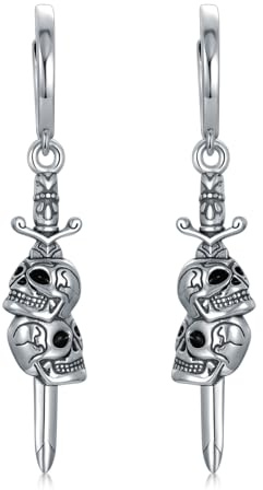 VONALA Sword Hoop Earrings 925 Sterling Silver Gothic Dagger Knife Drop Dangling Dangle Earring Unsex Jewellery Gift for Men Women