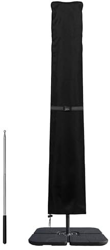 Dokon Funda Parasol Funda Sombrilla Jardín Impermeable, Tela Oxford 420D, Anti Viento, Anti UV Funda para Sombrilla Excentrica Playa Exterior con Cremallera (240x57/57cm) - Negro