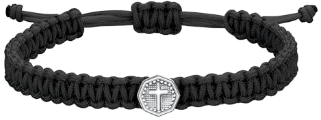 JENDEAR SHINE Kreuz Armband für Herren - Verstellbares Handgeflochtenes Seil Armband mit Coolem Kreuz Symbol