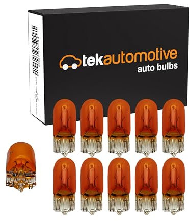 Tek Automotive 501 Bulb WY5W Amber Car Bulbs Side Indicator Repeater Light 501A 12V 5W W2.1x9.5D Capless - Box of 10