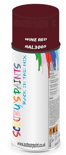 SCOOBYS PAINTS BACK IN THE MIX RAL3005 Wine red 400ML Aerosol Spray Paint RAL Colour Can Gloss Shinny Finish DIY Indoor/Outdoor Wood Plastic Metal Heat Resistant Steel