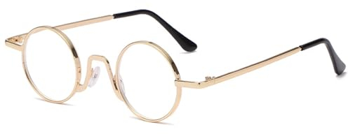 ABETOS Lesebrille Herren Damen Runde Klein Retro Metall Lesebrillen mit Blaulichtfilter Flexibel Scharniere Leicht Computer Lesehilfe Brille mit Stärke (Gold+2.5)