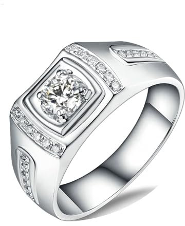 ANAZOZ Ring Gold Herren, Trauringe für Herren Echtschmuck mit Labor Diamant 0,3 Karat und Moissanite größe 69 (22.0)