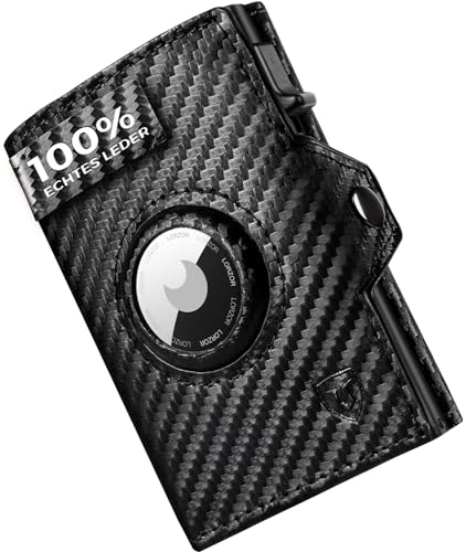 LORZOR® Porte Carte Airtag, Portefeuille Airtag en Cuir Véritable avec Porte-Monnaie, Portefeuille Homme pour 10 Cartes, Minimaliste Porte Carte Homme avec Blocage RFID, Cadeau