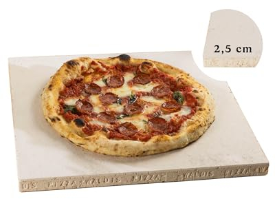 Waldis Pizza Pizzastein - 38 x 33 x 2,5 cm - Schamotte Pizzastein für Backofen - Pizzastein Gasgrill - Für Pizza, Flammkuchen, Baguette oder Brot