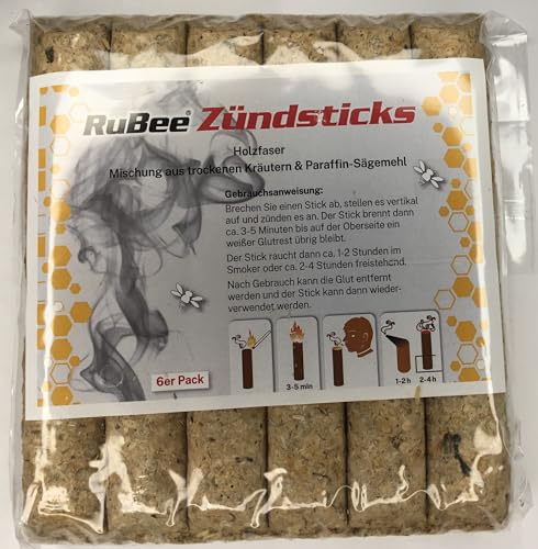 2 Pack Zündsticks a 6Stk (1,29€/St.) RuBee Rauchstoffersatz für Smoker Silkes Imkereibedarf Imker Tabak-Ersatz