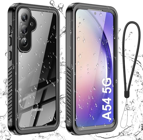 Aekyiwot Handyhülle für Samsung Galaxy A54 5G Hülle, IP68 Wasserdicht Schutzhülle für Samsung A54 Hülle, 360 Grad Full Case für Galaxy A54 Stoßfest Sturzfest, Schwarz