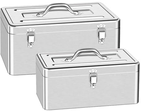 Cassetta Degli Attrezzi Grande 430 Cassette Degli Attrezzi In Metallo In Acciaio Inox Con Doppia Serratura Di Sicurezza,Cassette Degli Attrezzi In Metallo Impermeabile Con Maniglia Vassoio Rimovibile(
