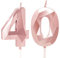 Rose Gold 40th Birthday Candles - Number 40 Candles for Cake, Toppers for 40 Year Old Women