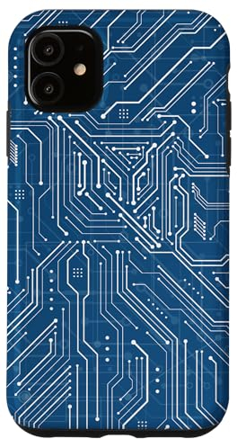 Carcasa para iPhone 11 Placa base Microchip Circuit IT Ordenador Fondo Azul