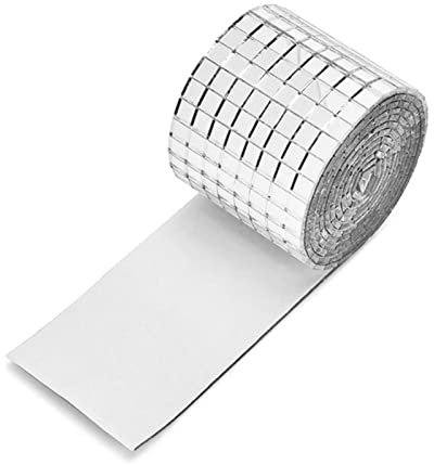Mosaico specchio adesivo rotolo, 4 x 100 cm, 1464 grani, piastrelle autoadesive da parete, bordi scivolosi, specchi in vetro, decorazione per la casa, KTV, forte viscosità, acrilico, per luoghi di