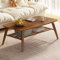 Table Basse En Bois Table Basse Rectangulaire à 2 Niveaux Avec étagère Ouverte De Rangement Pour Salon Meubles De Maison,assemblage Facile,bambou Table Basse,table Canapé,table Centrale Avec Rangement