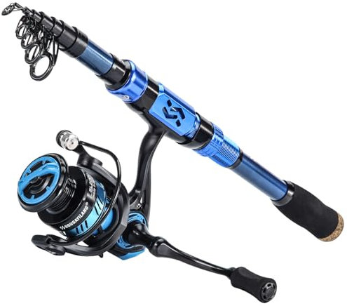 Sougayilang Canna da pesca telescopica. 24 toni, in fibra di carbonio, lavorazione CNC, comoda impugnatura EVA, canna da pesca da viaggio per trote basse, 3,0 m