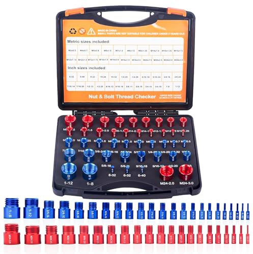 Gewindelehre 44-Teiliges Thread Checker Satz - Gewindeprüfer for Schrauben und Muttern Aluminiumlegierung Gewindelehre Mit Metrischen and Imperialen Geeignet Zum Erfassen und Messen Von Gewindemaßen