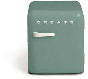 CREATE / RETRO FRIDGE 50 OFF WHITE/Kühlschrank in Salbeigrün, Griff Cremeweiß / 85W, Minibar, eine Regalfläche, Retro-Design, 50cm, zwei Ablagen, 48L Fassungsvermögen, energiesparend, 50x44x49,8cm