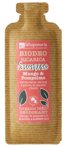 La Saponaria | Sunrise Biodeo Nachfüllpackung, Deo Strong gegen rebellische Achselhöhlen, Mango & Grapefruit, 40 ml