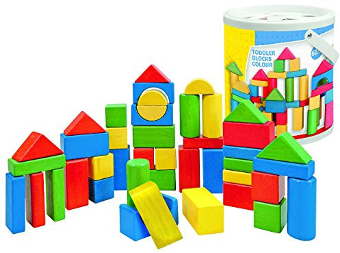 Holz Bausteine Modell & Inhalt frei wählbar 60 Stück große - Bausteine aus Holz in Eimer - Bunte Steine Holzbausteine - bunt Bricks Baustein Naturbaustein..