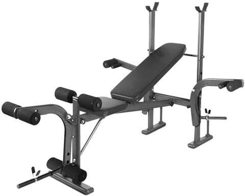 Smbcgdm Hantelbank, Trainingsbank für das Heim-Fitnessstudio, Standard-Hantelbank, Bankdrücken-Set mit Preacher-Curl-Pad und Beinentwickler, Heim-Fitness-Gewichthebeausrüstung, Ganzkörpertraining