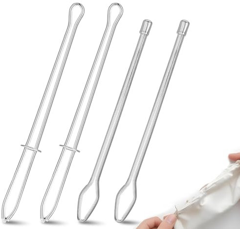 Nogeqi 4 Stück DIY Rope Threader Clip, Kordelzug Einfädler Tweezer Werkzeug, Elastische Kordel Stahl Einfädler, Elastische Kordel Durchziehnadeln für DIY Nähen Basteln
