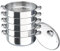WooDerson 5-Tier Stainless Steel Steamer, 30cm Food Steaming Pot With Glass Lid, Compatible Gas Stove, Furnace, Electric Halogen Oven Induction Hob