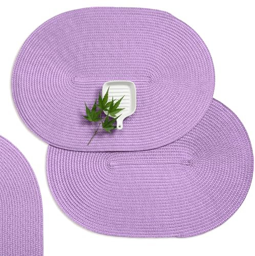 AHHFSMEI Tischsets für Esstisch, waschbar, gewebtes Vinyl, rutschfest, 45,7 x 30,5 cm, hitzebeständig, langlebig, Tischmatten für Esstisch, leicht zu reinigen, Lila, 6 Stück