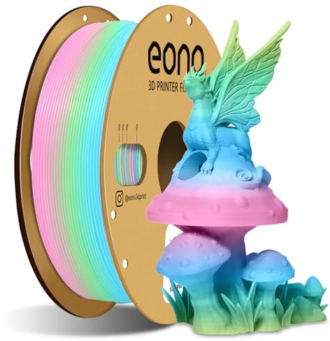 EONO Matte Regenbogen PLA Filament 1.75 mm für 3D Drucker Shiny Hochglanz 3D Drucker Filament 1,75 PLA 1kg(2,2lbs), Maßgenauigkeit +/- 0.03mm, Matte Regenbogen