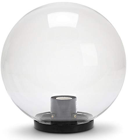 Velamp Globe de jardin, lampadaire d'extérieur 300 mm, douille E27, compatible LED, étanche IP44, sphère pour jardin, parcs, copropriétés, terrasses. Transparent